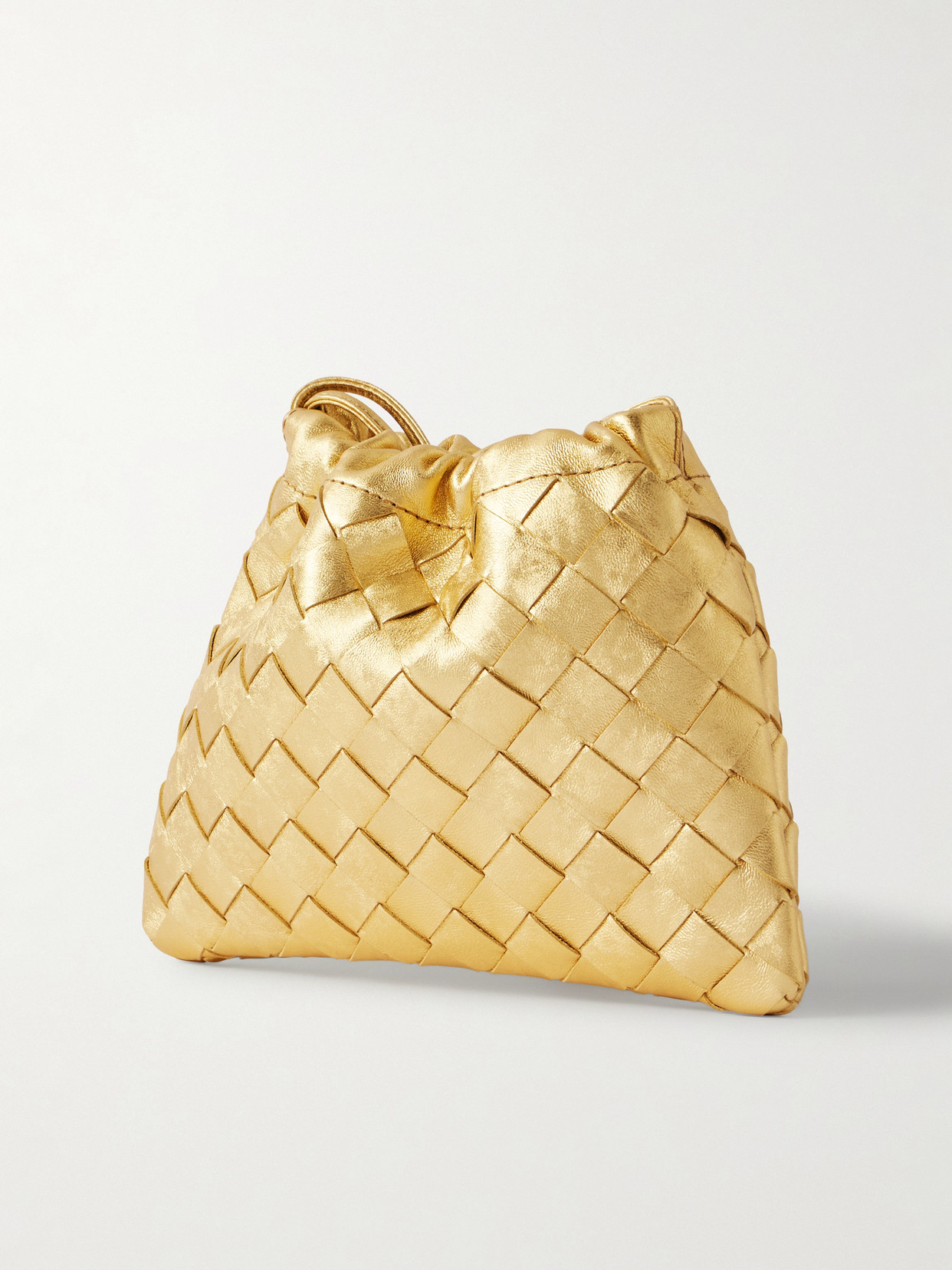 Bottega Veneta Intrecciato Leather Shoulder Bag In Gold