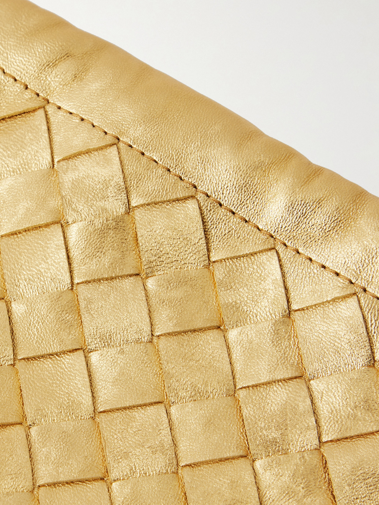 Bottega Veneta Intrecciato Leather Shoulder Bag In Gold