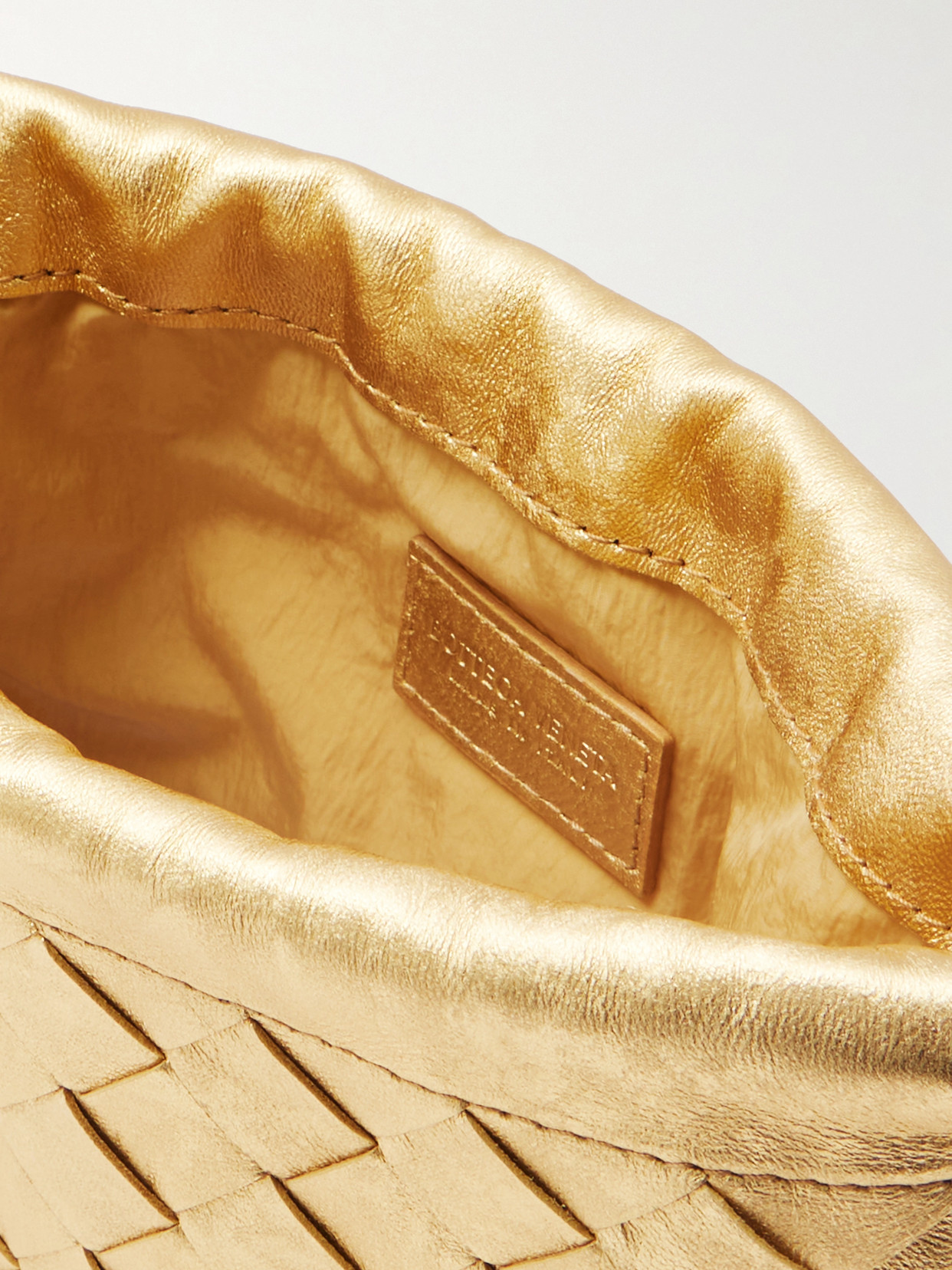 Bottega Veneta Intrecciato Leather Shoulder Bag In Gold