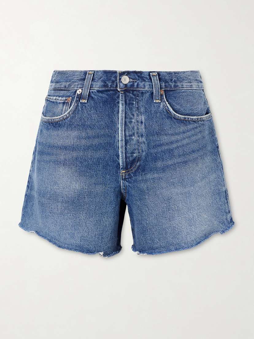 AGOLDE Nye Frayed Denim Shorts