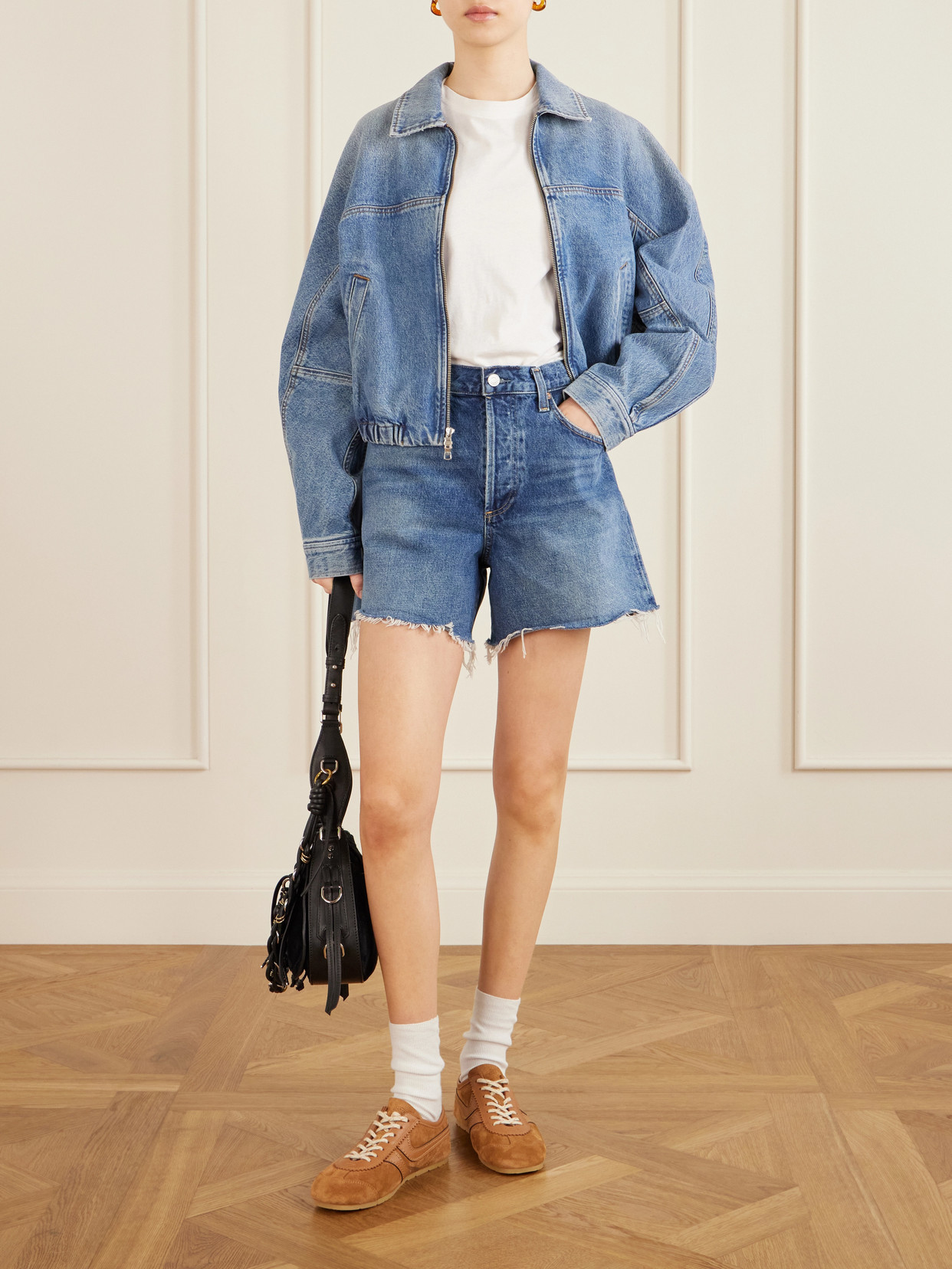 Agolde Belted Stitched Distressed Five-pocket Frayed Trousers In Blue