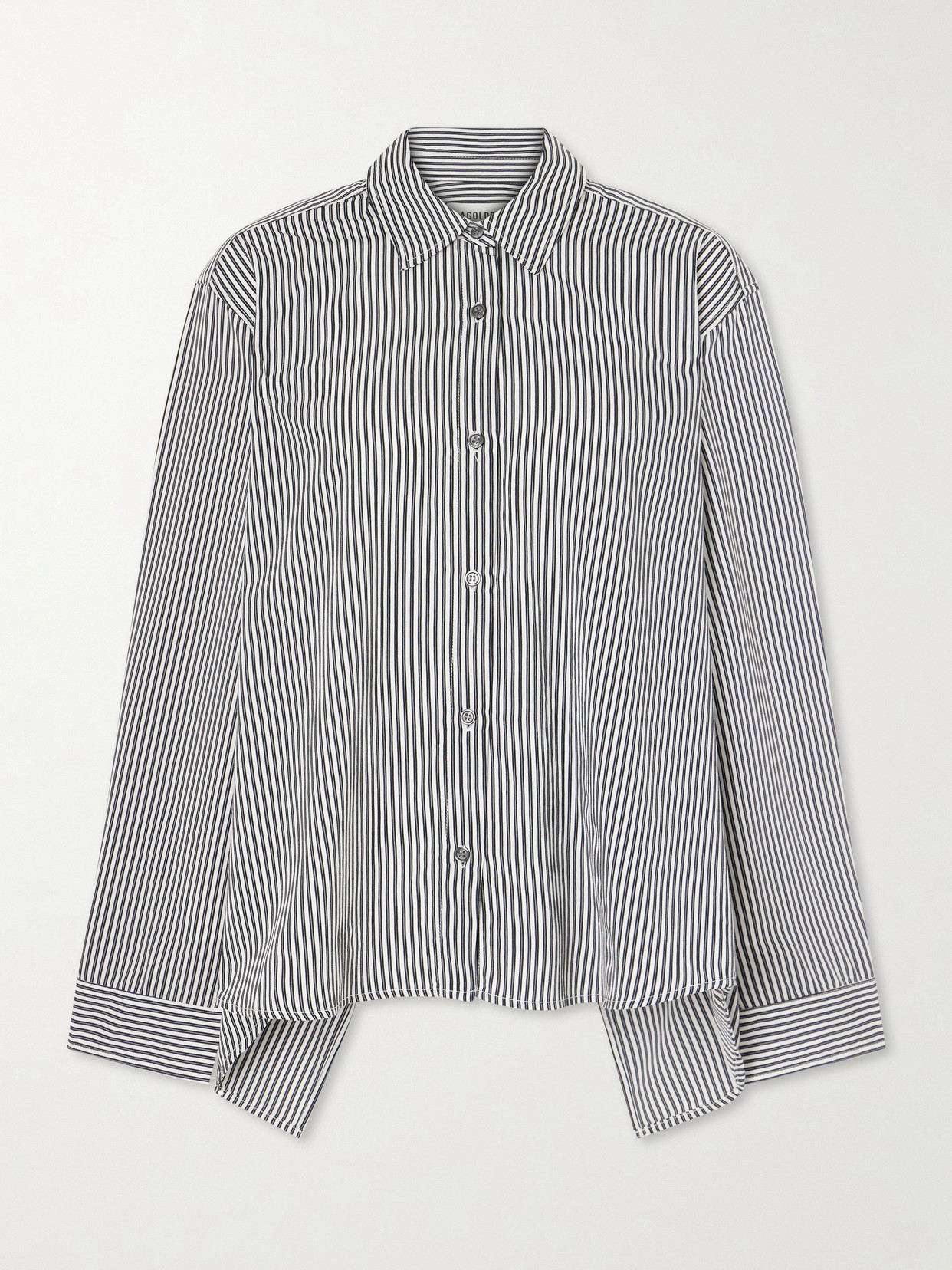 Agolde Theo Striped Poplin Shirt In Black