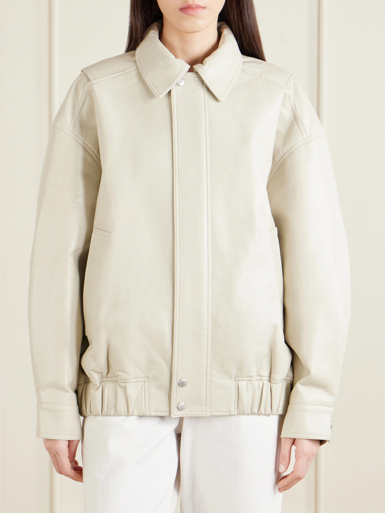 Aston Recycled Leather-Blend Bomber Jacket