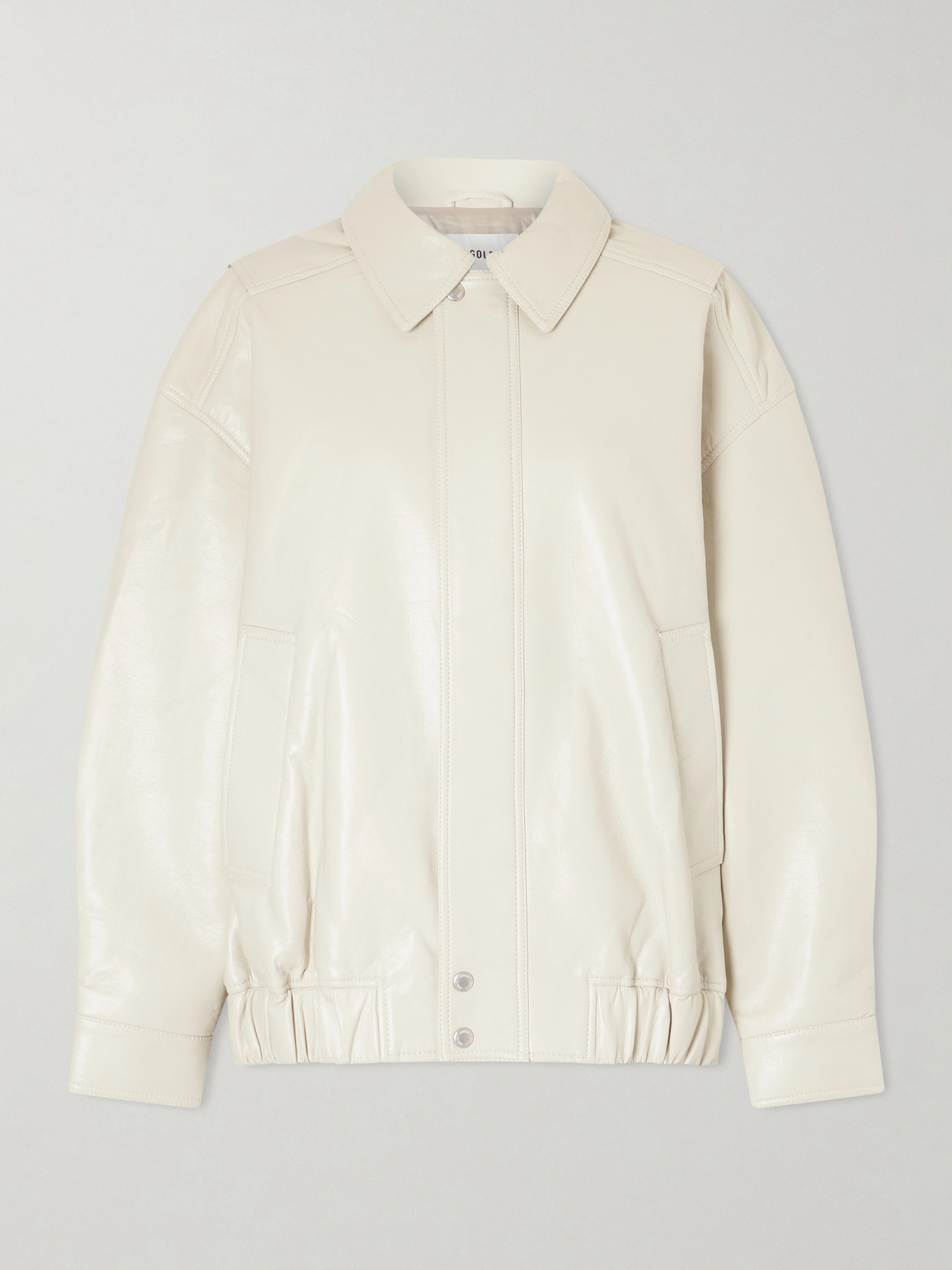 Agolde Aston Recycled Leather-blend Bomber Jacket In White