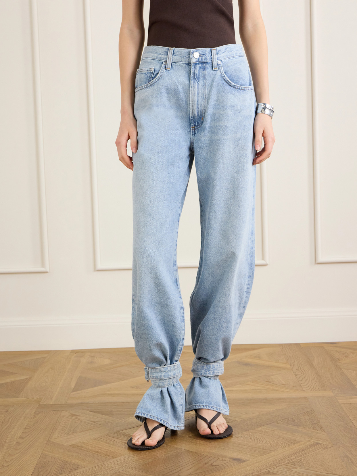 Belted Straight-Leg Jeans
