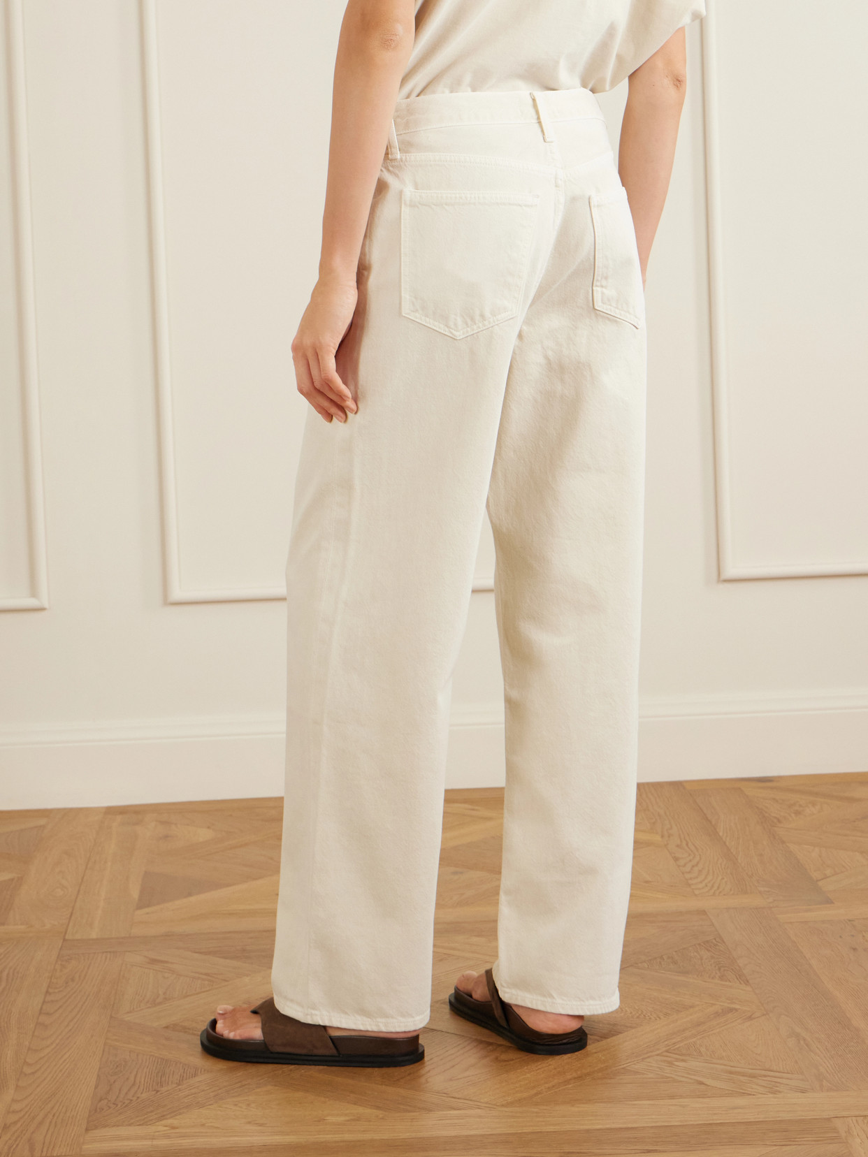 Agolde Womens Fortune Cookie (natural) 90's Straight-leg Mid-rise Cropped Denim Jeans In White