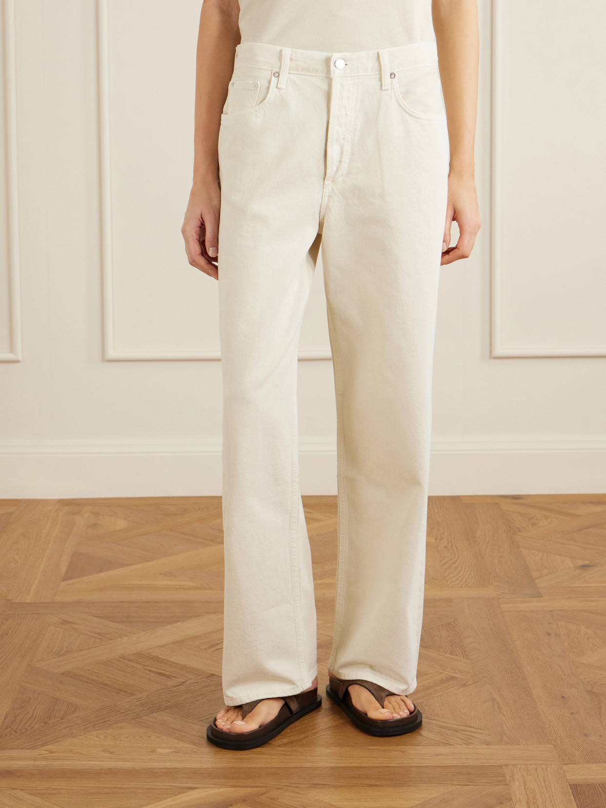 Agolde Womens Fortune Cookie (natural) 90's Straight-leg Mid-rise Cropped Denim Jeans In White
