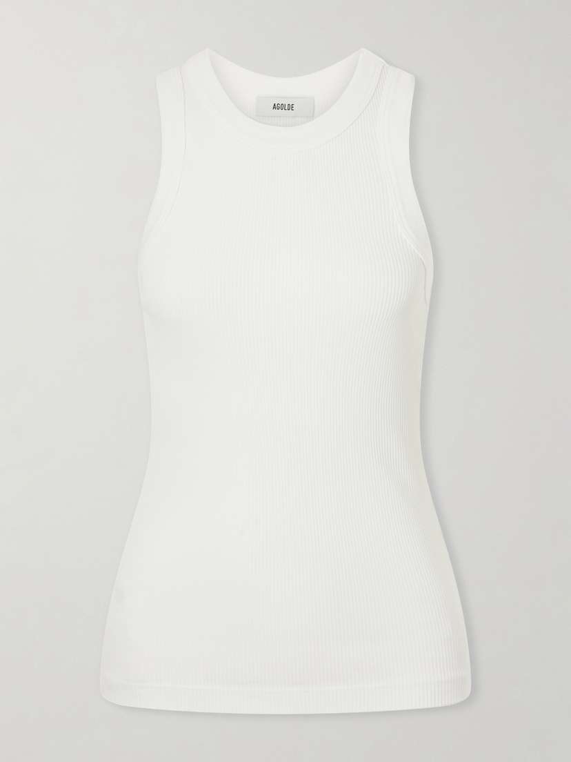 AGOLDE Leigh Ribbed Stretch Organic Cotton And Tencel™ Lyocell-blend Jersey Tank | Thumbnail 6 AGOLDE Leigh Ribbed Stretch Organic Cotton And Tencel™ Lyocell-blend Jersey Tank | Thumbnail 6