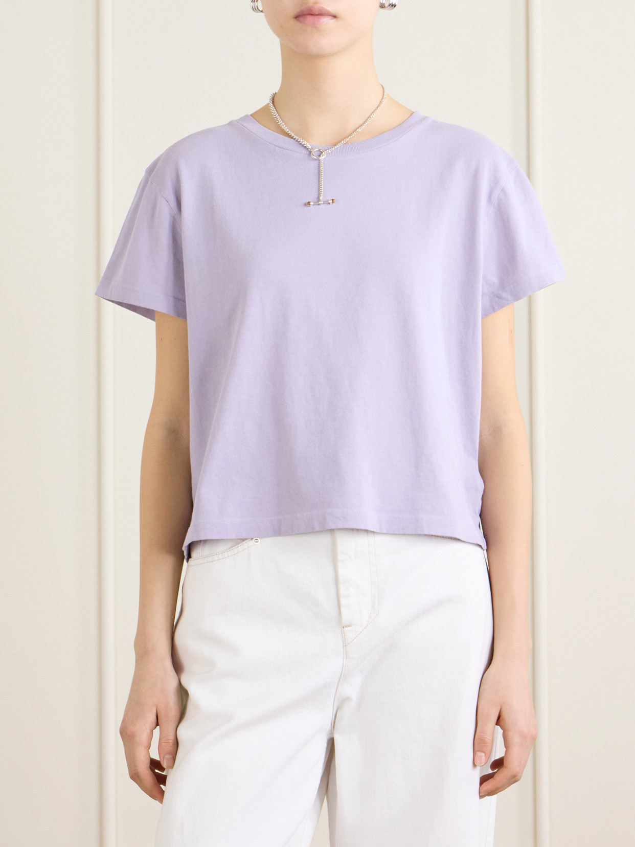 Adine Cropped Organic Cotton-Jersey T-Shirt