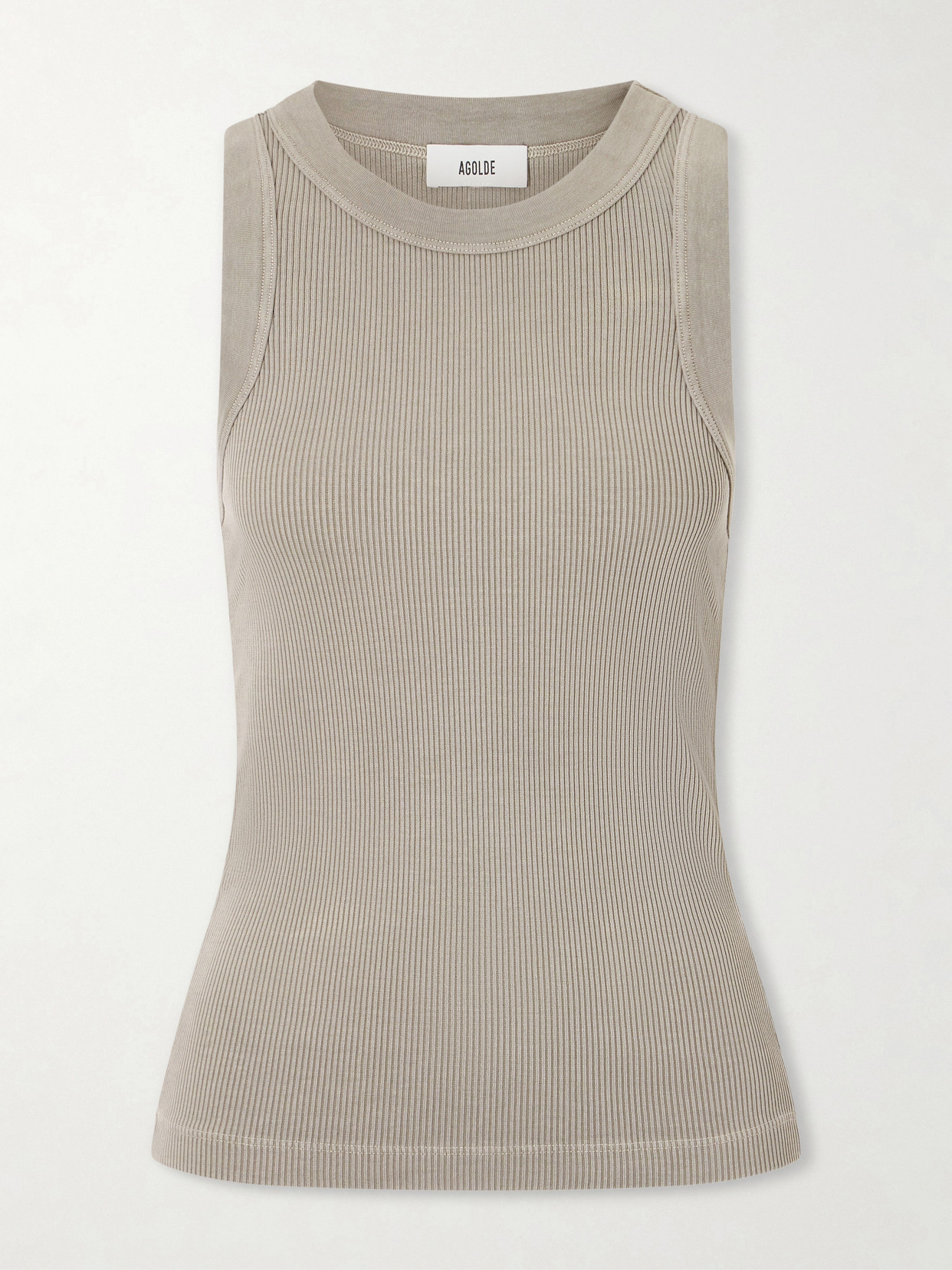 Agolde Leigh Ribbed Stretch Organic Cotton And Tencel-blend Jersey Tank In Gray