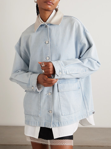 Agolde + Maria McManus oversized leather-trimmed denim jacket