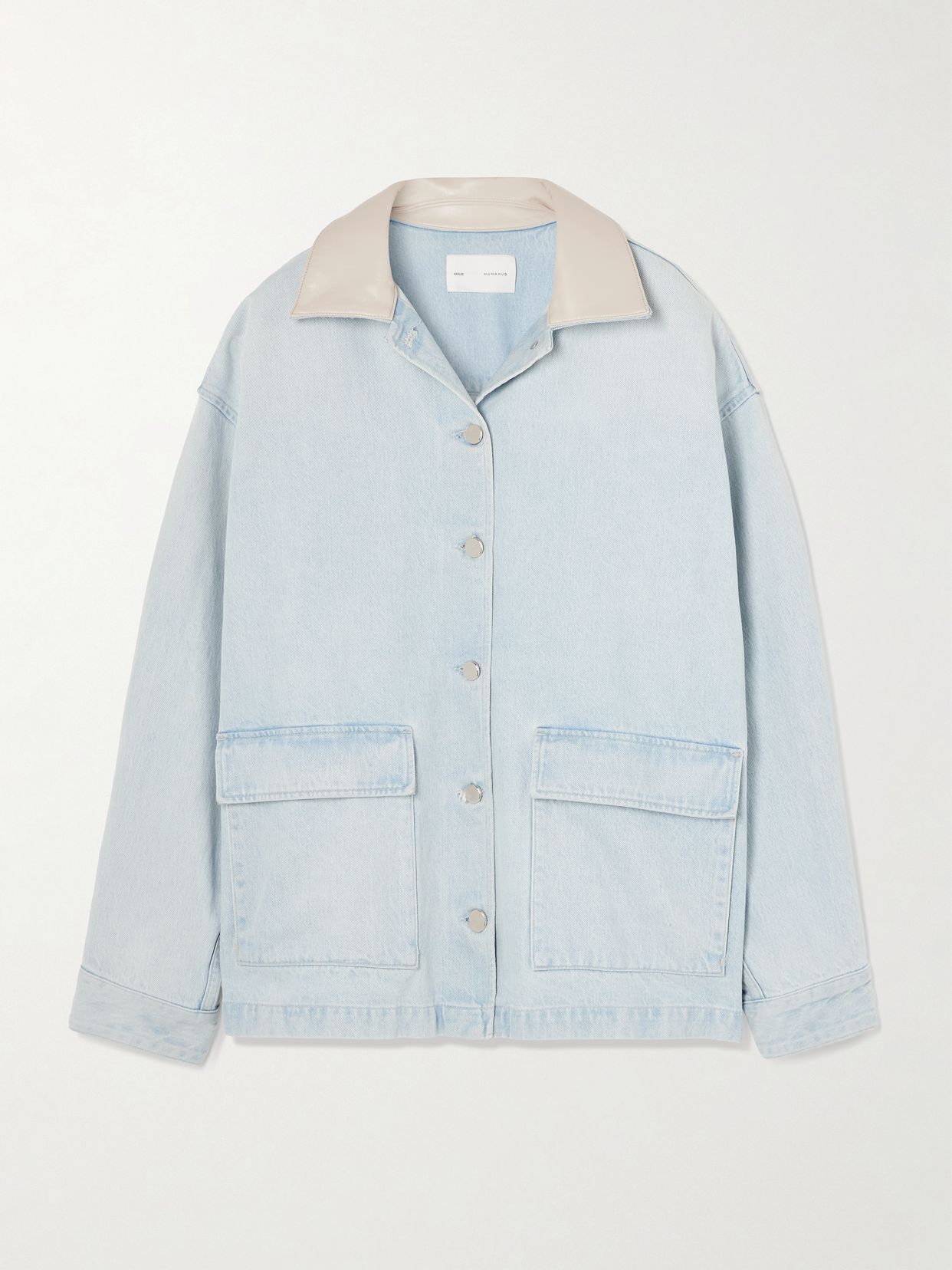 Maria McManus oversized leather-trimmed denim jacket