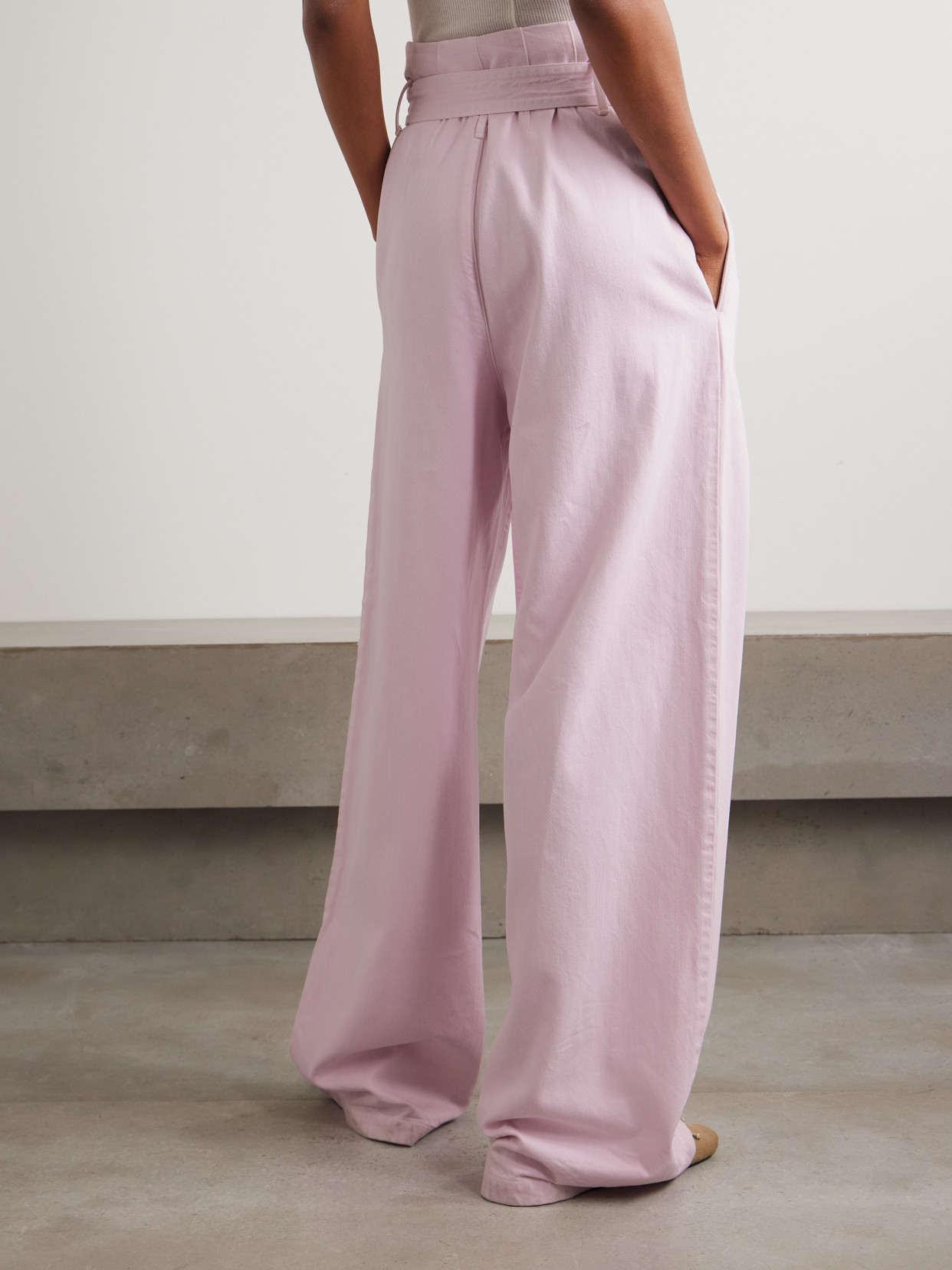 + Maria Mcmanus Corset Belted Pintucked High-Rise Wide- Leg
