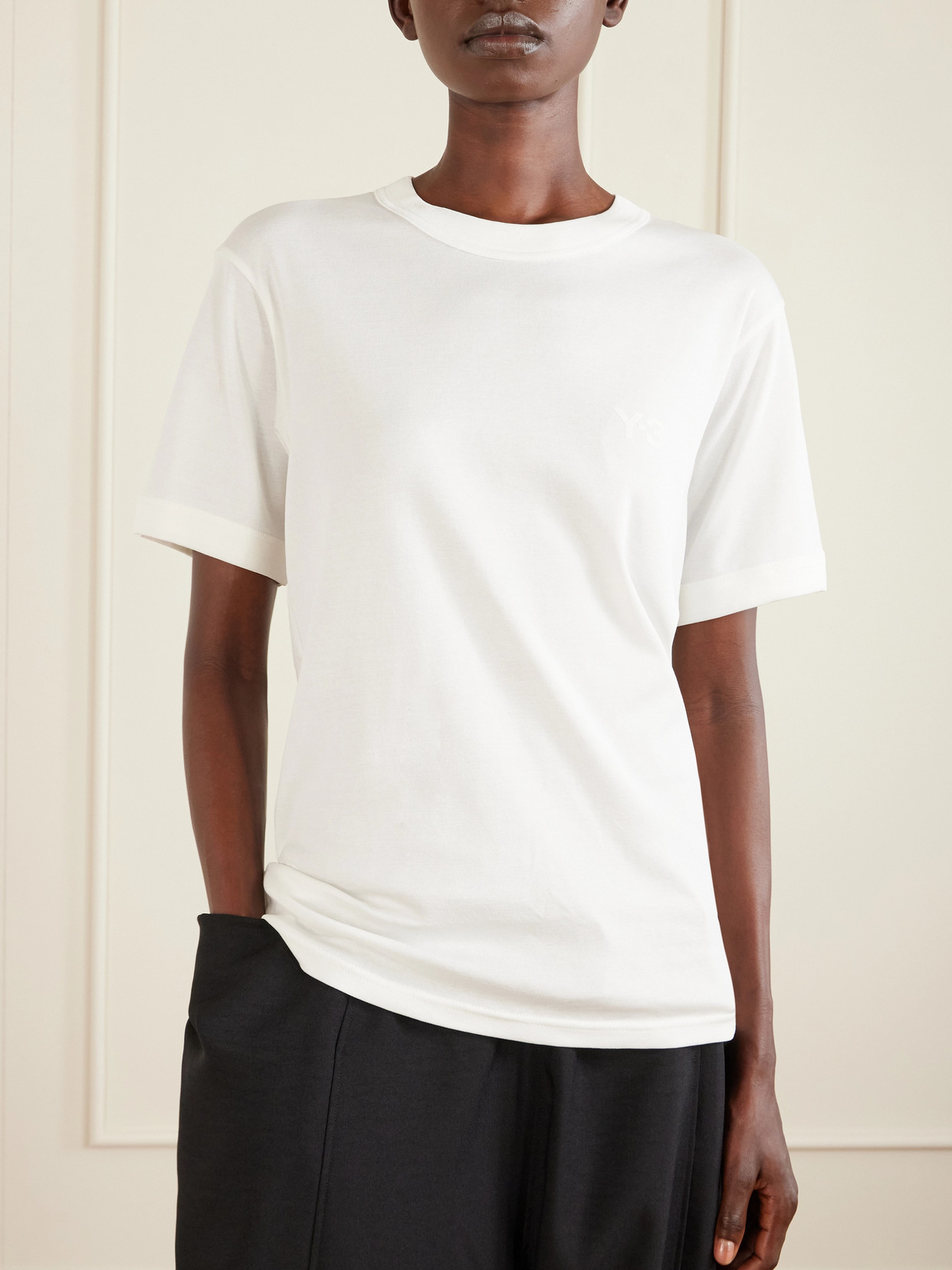 + Y-3 Printed Cotton-Jersey T-Shirt