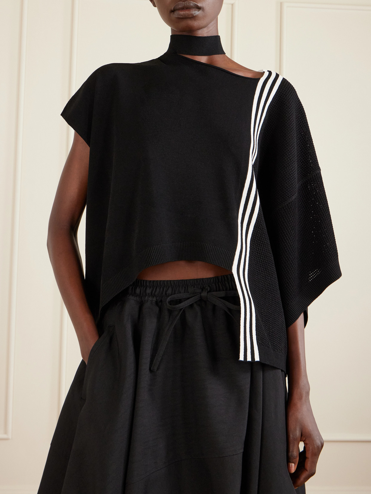 + Y-3 Tie-Detailed Striped Top