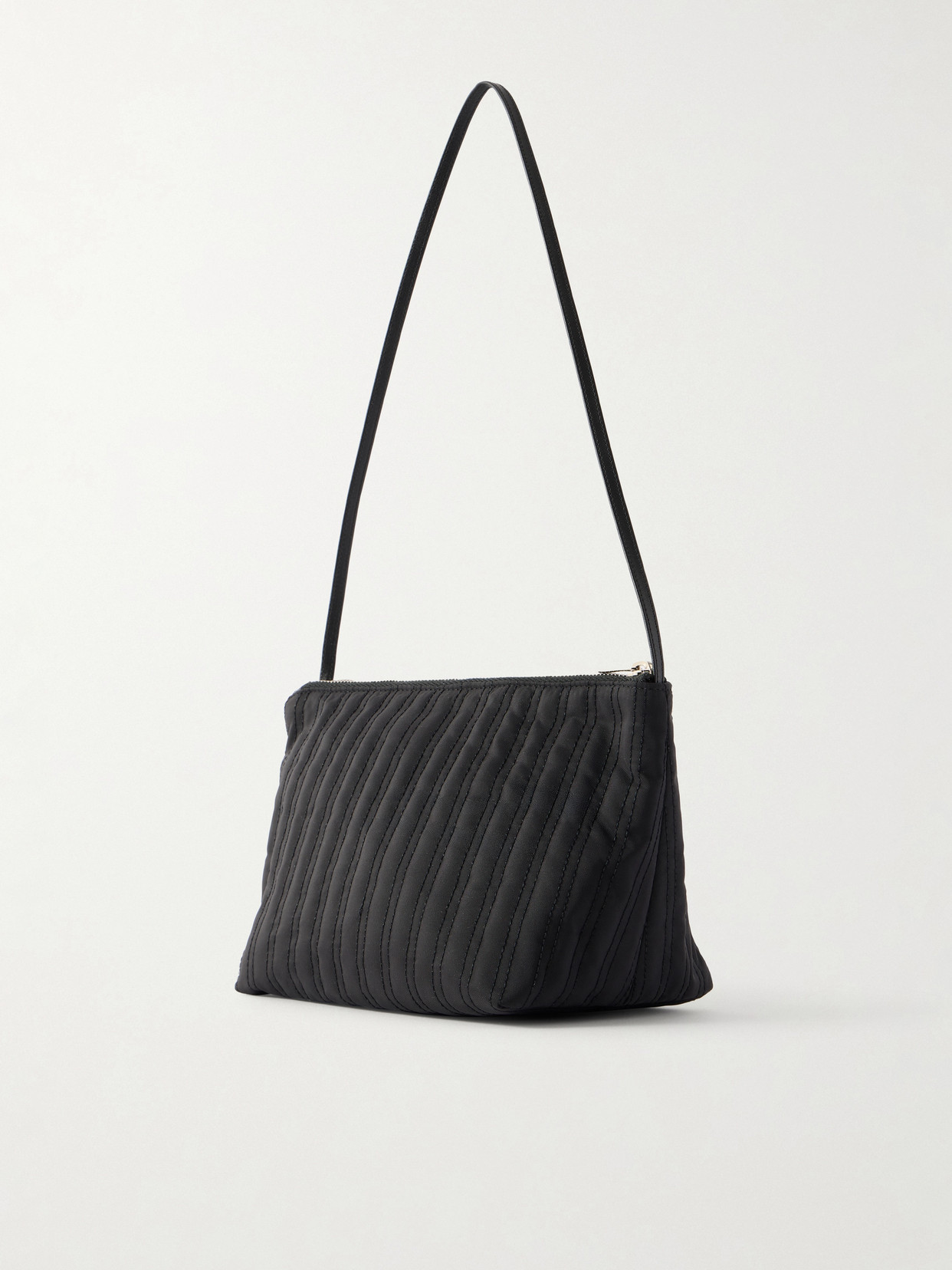 Corset Leather-Trimmed Quilted Satin-Shell Shoulder Bag