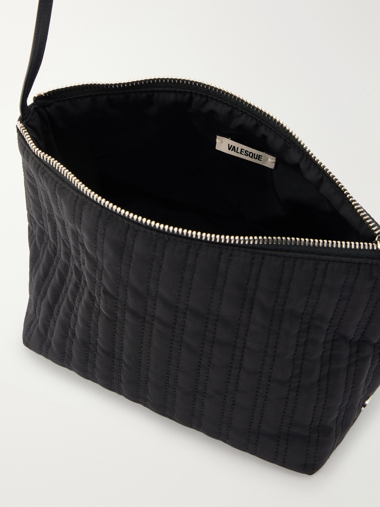 Corset Leather-Trimmed Quilted Satin-Shell Shoulder Bag