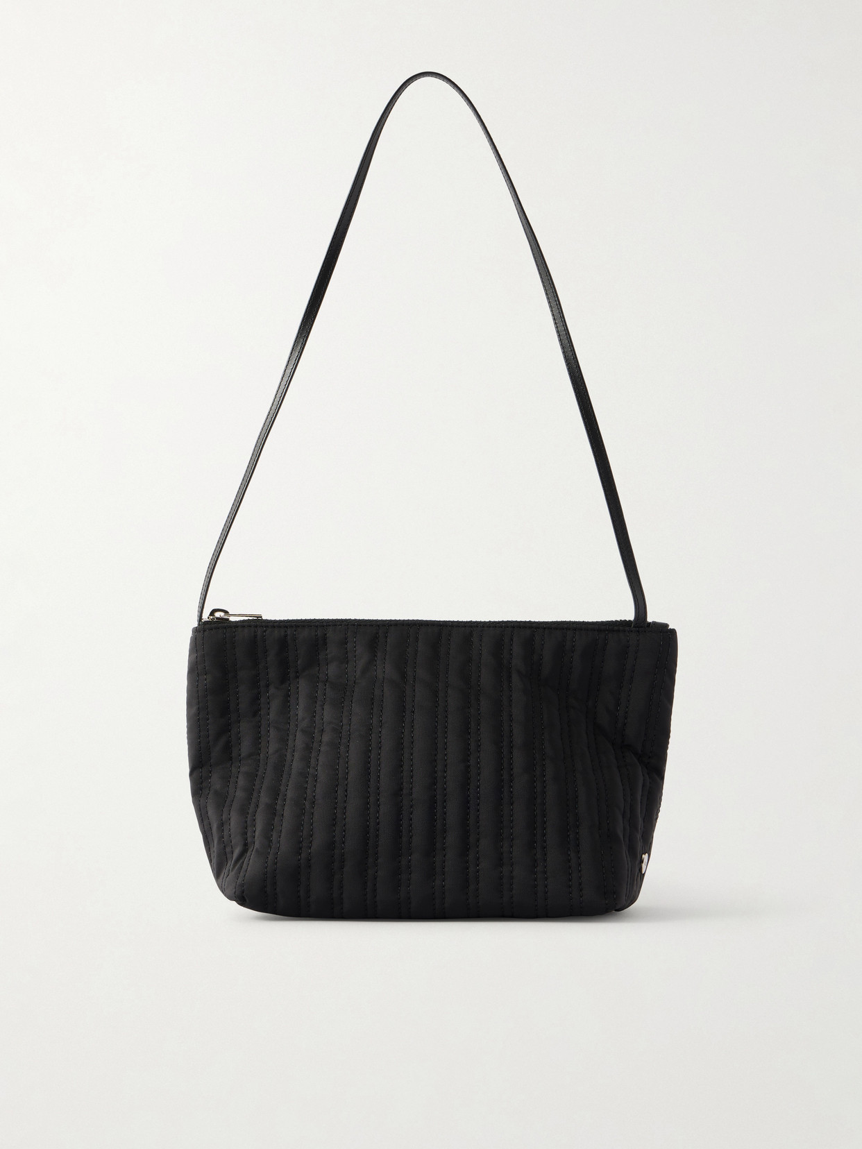 Valesque Corset Leather-trimmed Quilted Satin-shell Shoulder Bag In Black