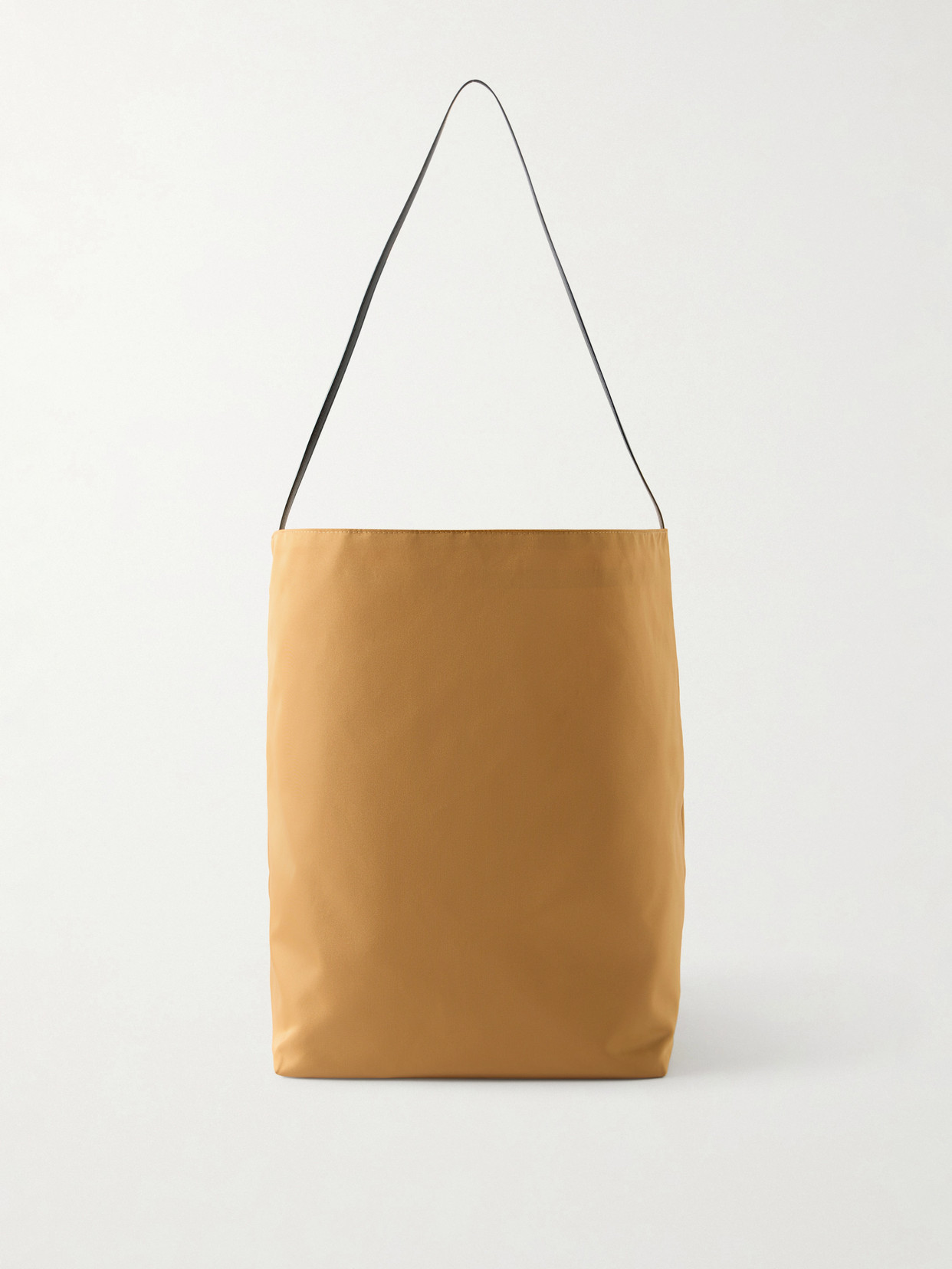 Valesque Bucket Leather-trimmed Satin-shell Tote Bag In Neutral