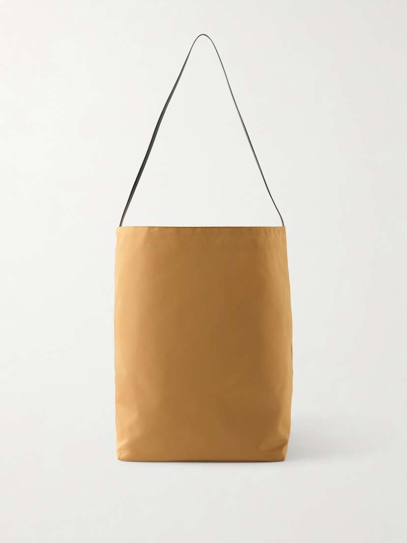 Valesque Bucket Leather-trimmed Satin-shell Tote Bag