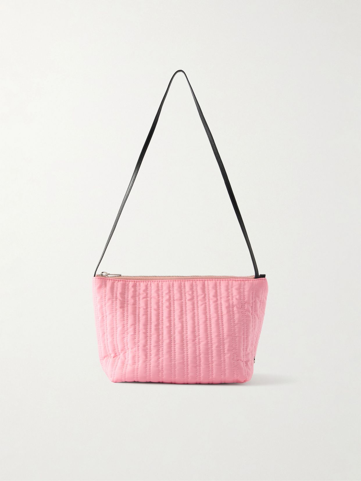 Corset leather-trimmed quilted shell shoulder bag