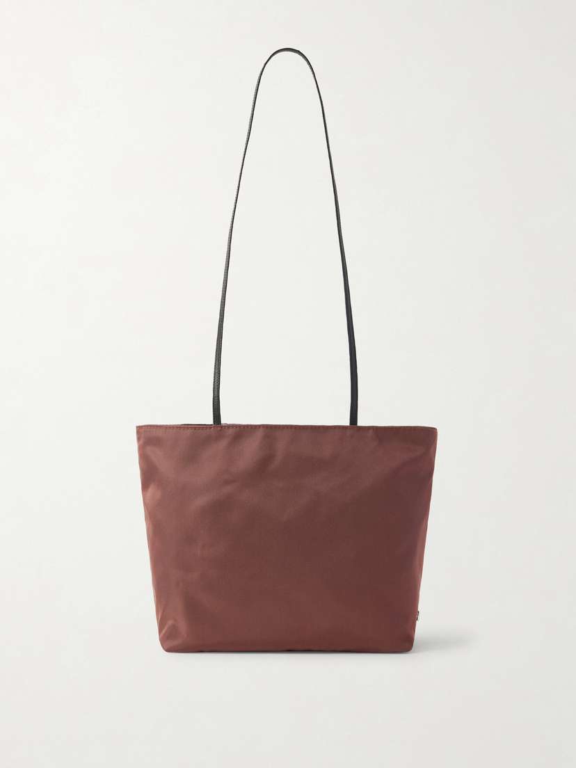 Valesque Spaghetti Leather-trimmed Nylon-satin Tote