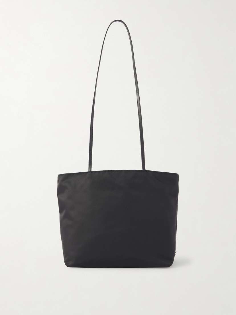 Valesque Spaghetti Leather-trimmed Nylon-satin Tote