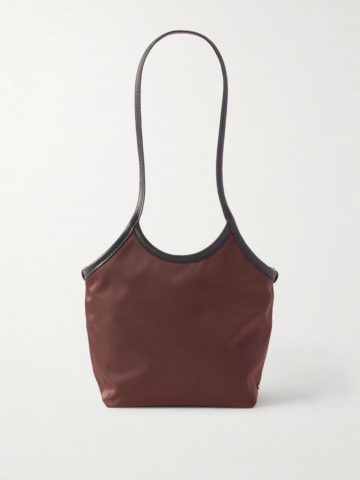 Valesque Cami Small Leather-trimmed Satin-shell Tote In Brown