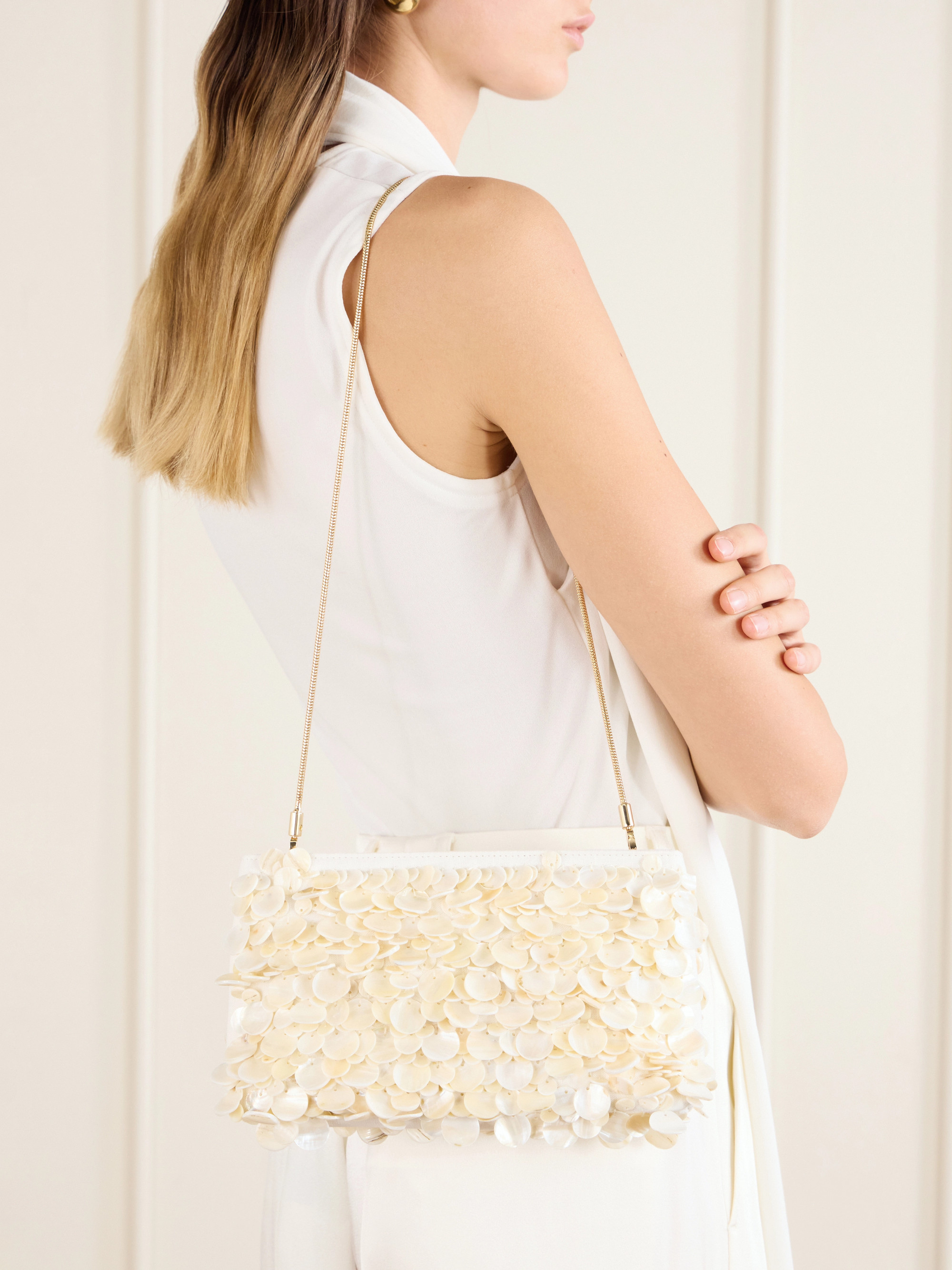 Reese beaded metallic satin clutch — Image 16