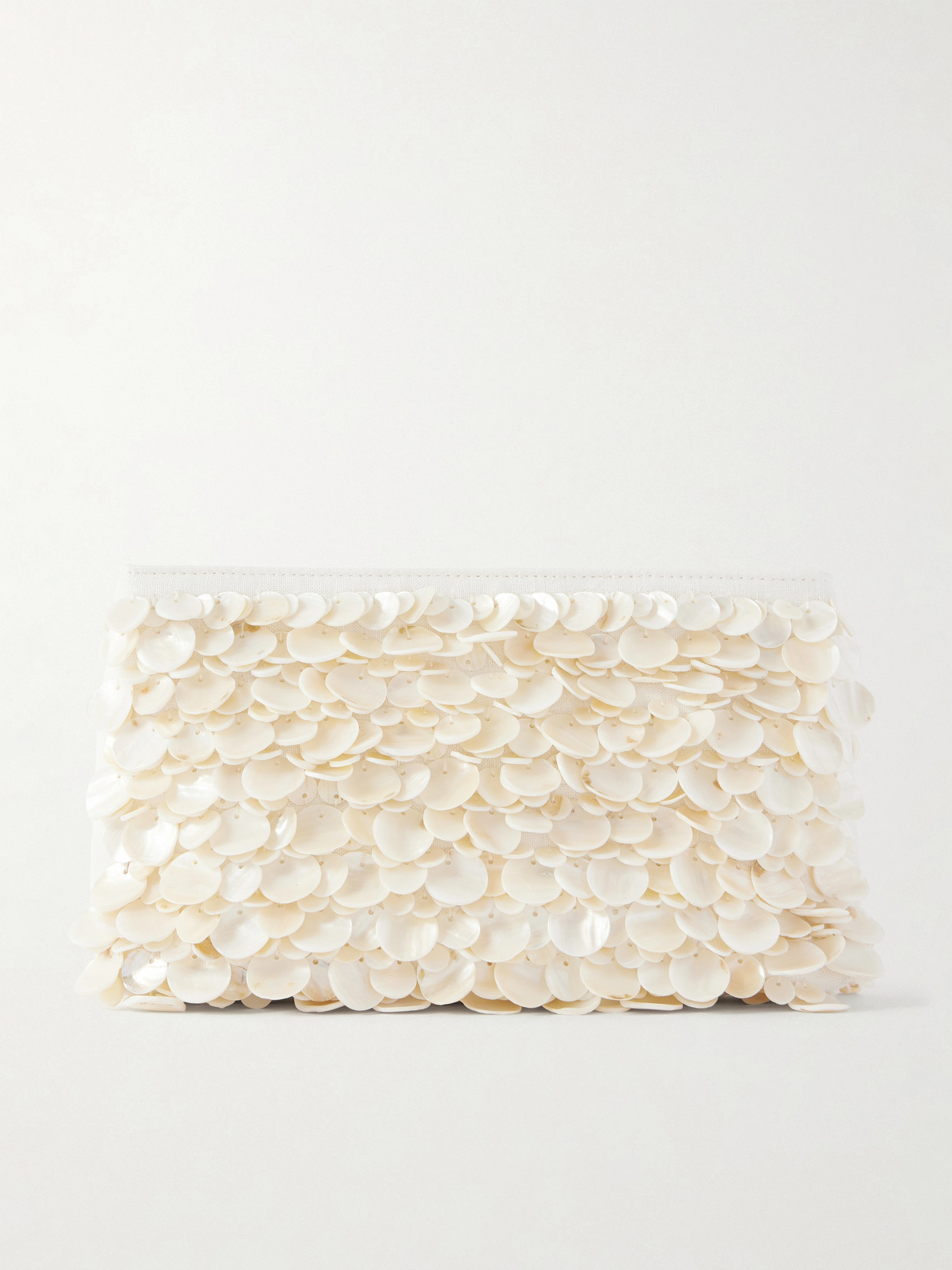 Simkhai Reese Shell Beaded Clutch In White