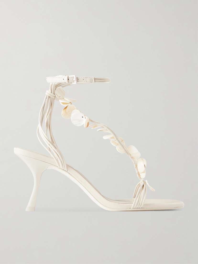 Simkhai Elin Shell-embellished Leather Sandals