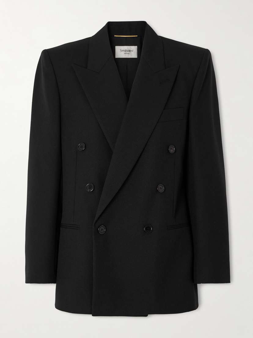 Saint Laurent Double-breasted Grain De Poudre Wool Blazer