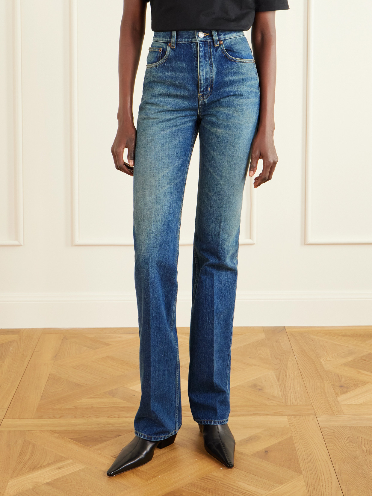 Saint Laurent Neo Clyde Straight-leg Jeans In Blue