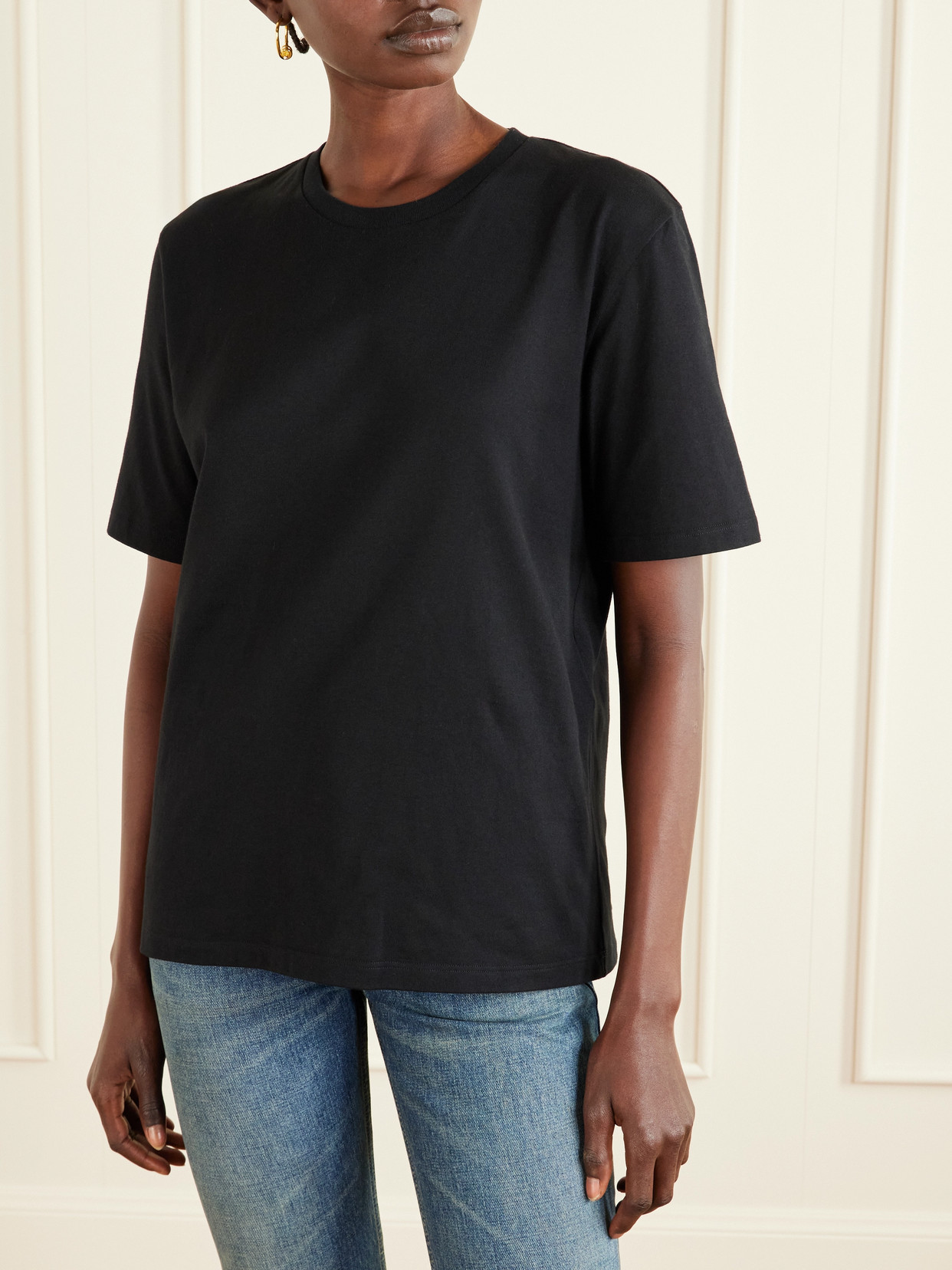 Saint Laurent Cotton-jersey T-shirt In Black