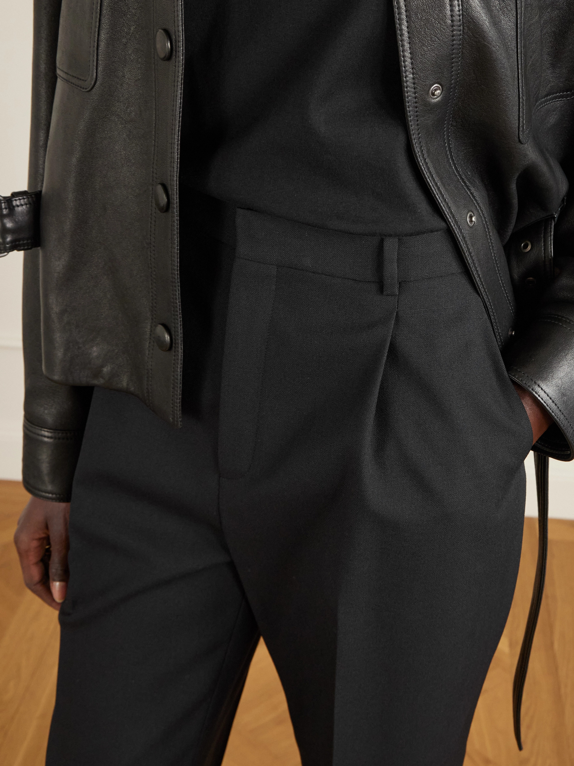 Saint Laurent - Pleated grain de poudre wool straight-leg pants