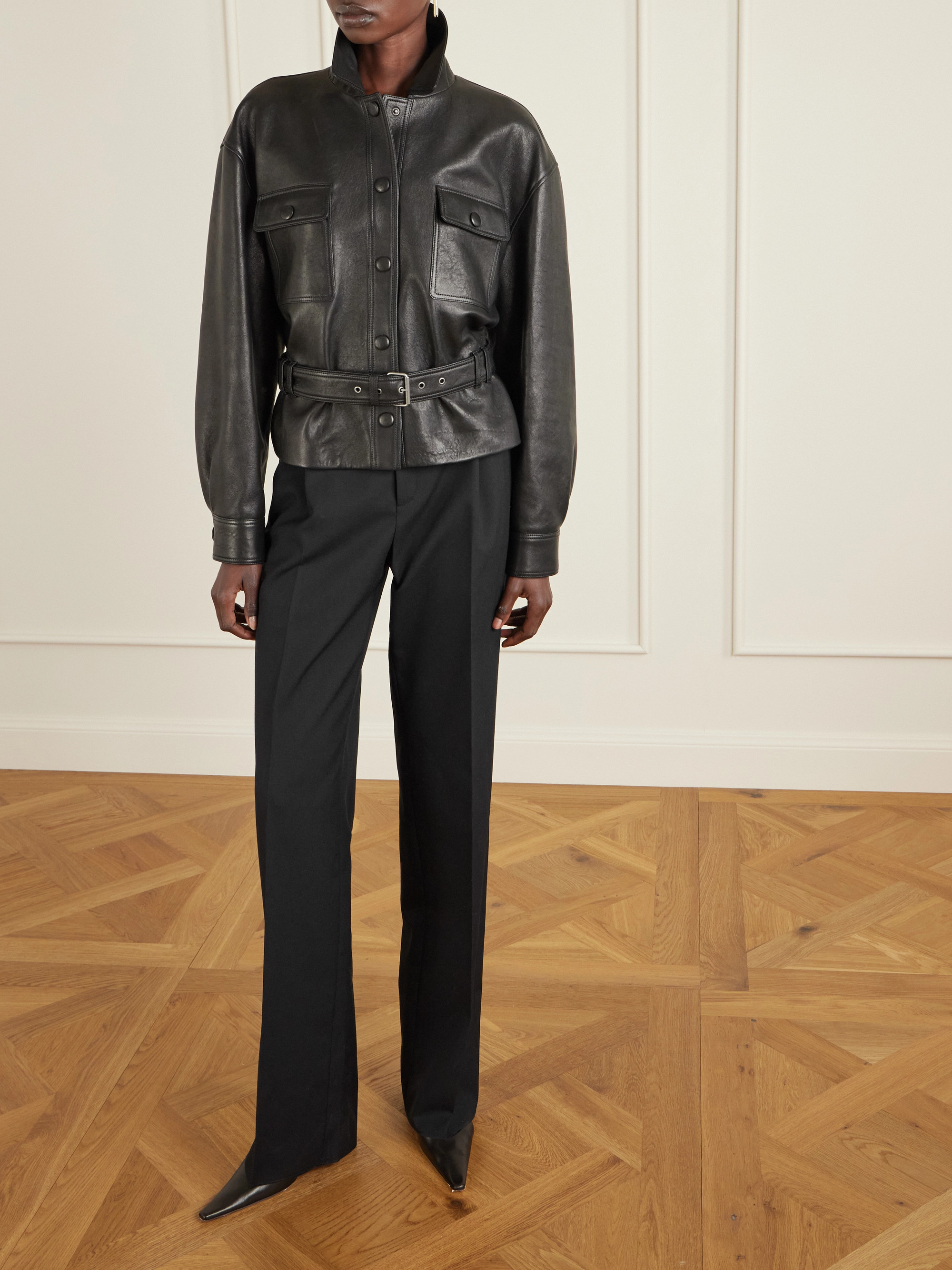Saint Laurent - Pleated grain de poudre wool straight-leg pants