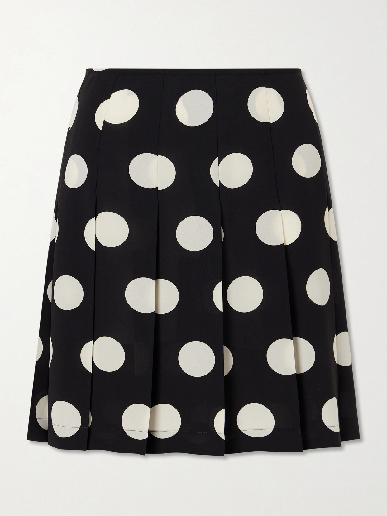 Junya Watanabe Pleated Polka-dot Georgette Midi Skirt In Black