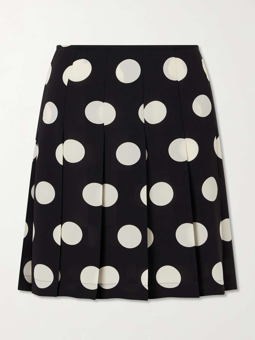 Junya Watanabe Pleated Polka-dot Georgette Midi Skirt
