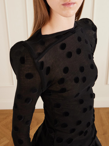 Junya Watanabe Polka-dot flocked cotton-jersey blouse