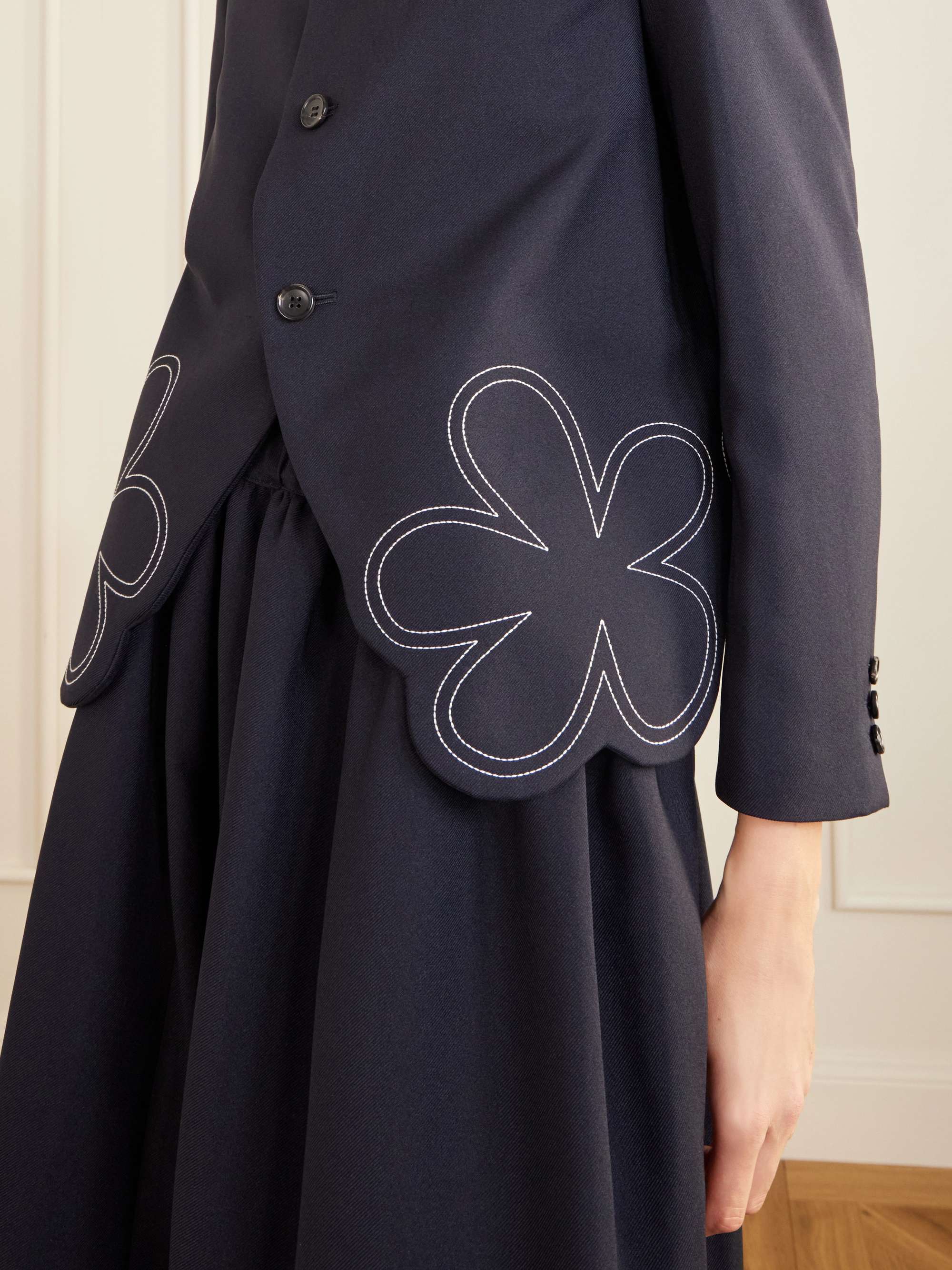 COMME DES GARÇONS GIRL Embroidered gabardine blazer | NET-A-PORTER