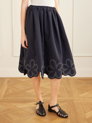 Comme Des Garçons Girl Embroidered gabardine midi skirt