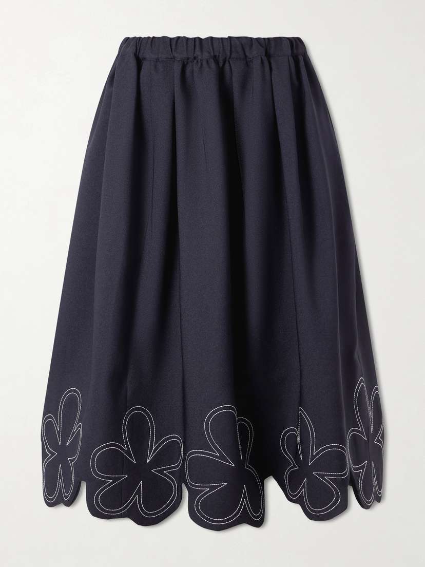 Comme des Garçons GIRL Embroidered Gabardine Midi Skirt