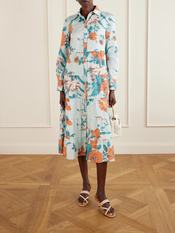Erdem Tiered floral-print cotton midi dress