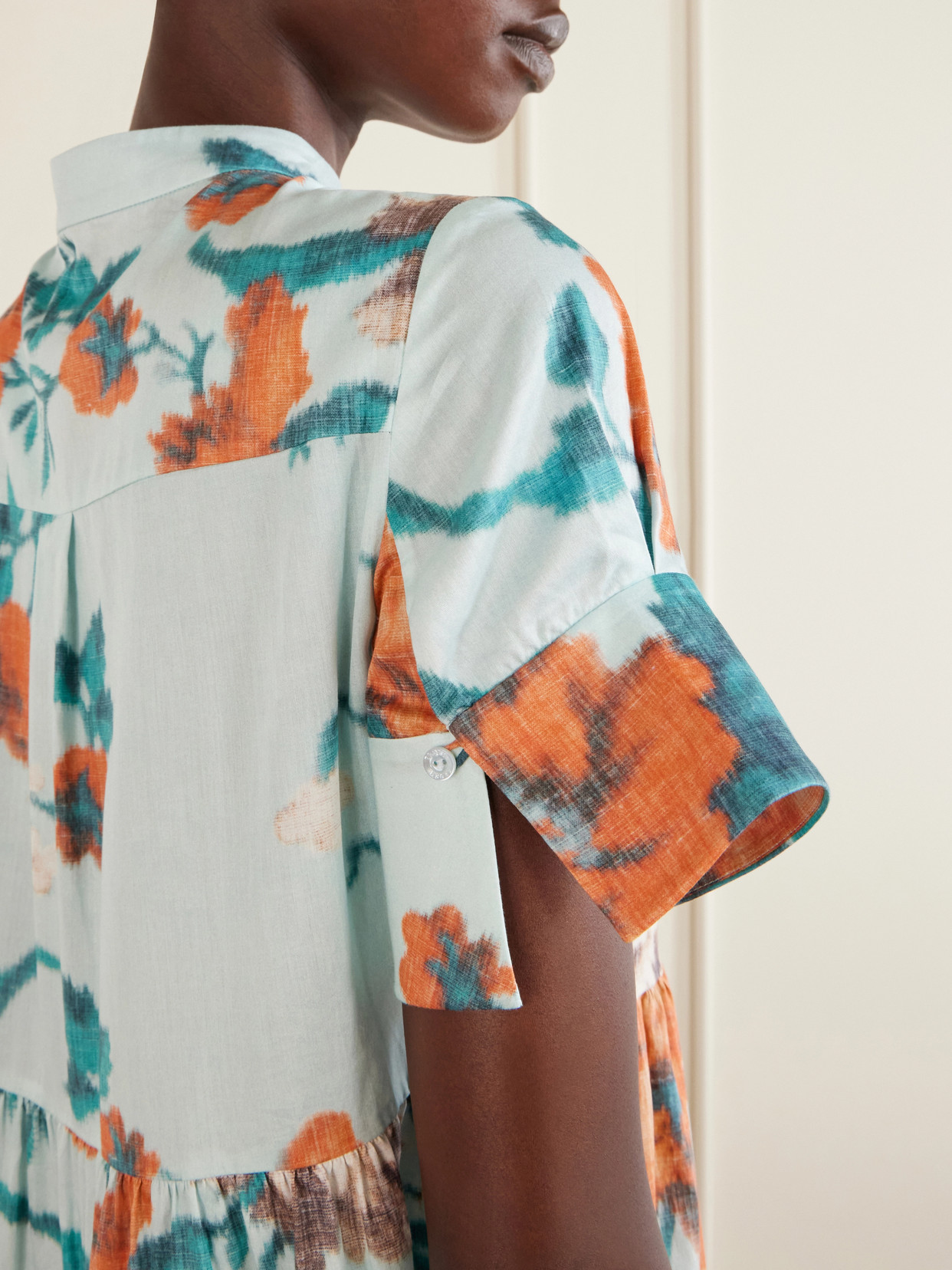 Erdem Floral Print Cotton Tiered Mini Dress In Multi