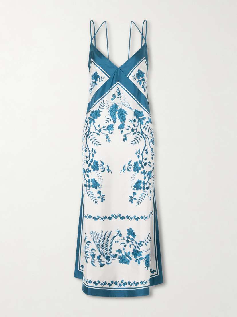 Erdem Floral-print Silk-twill Midi Dress