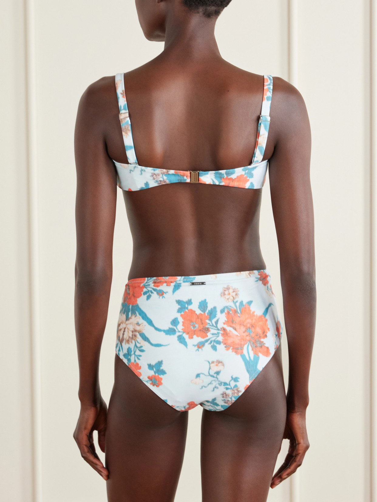 Erdem Floral-print Underwired Bikini Top In Blue