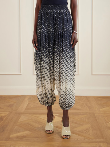 Christopher John Rogers Halftone polka-dot chiffon tapered pants
