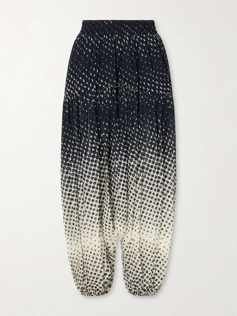 Christopher John Rogers Halftone Polka-dot Chiffon Tapered Pants - Women's Clothing