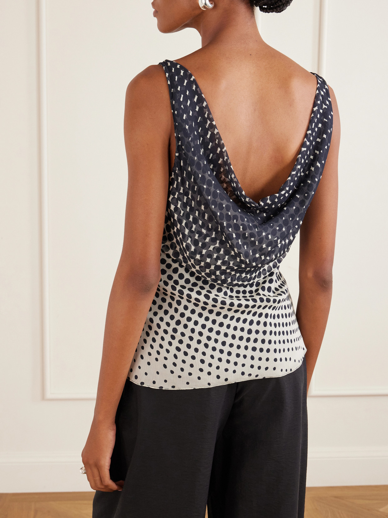Christopher John Rogers Halftone Wiggle Dot Printed Crinkled-chiffon Top In Multi