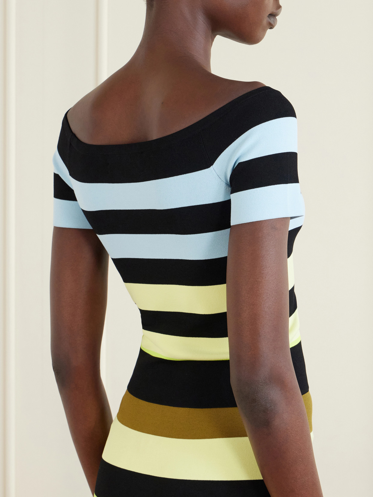 Off-The-Shoulder Striped Jersey Top
